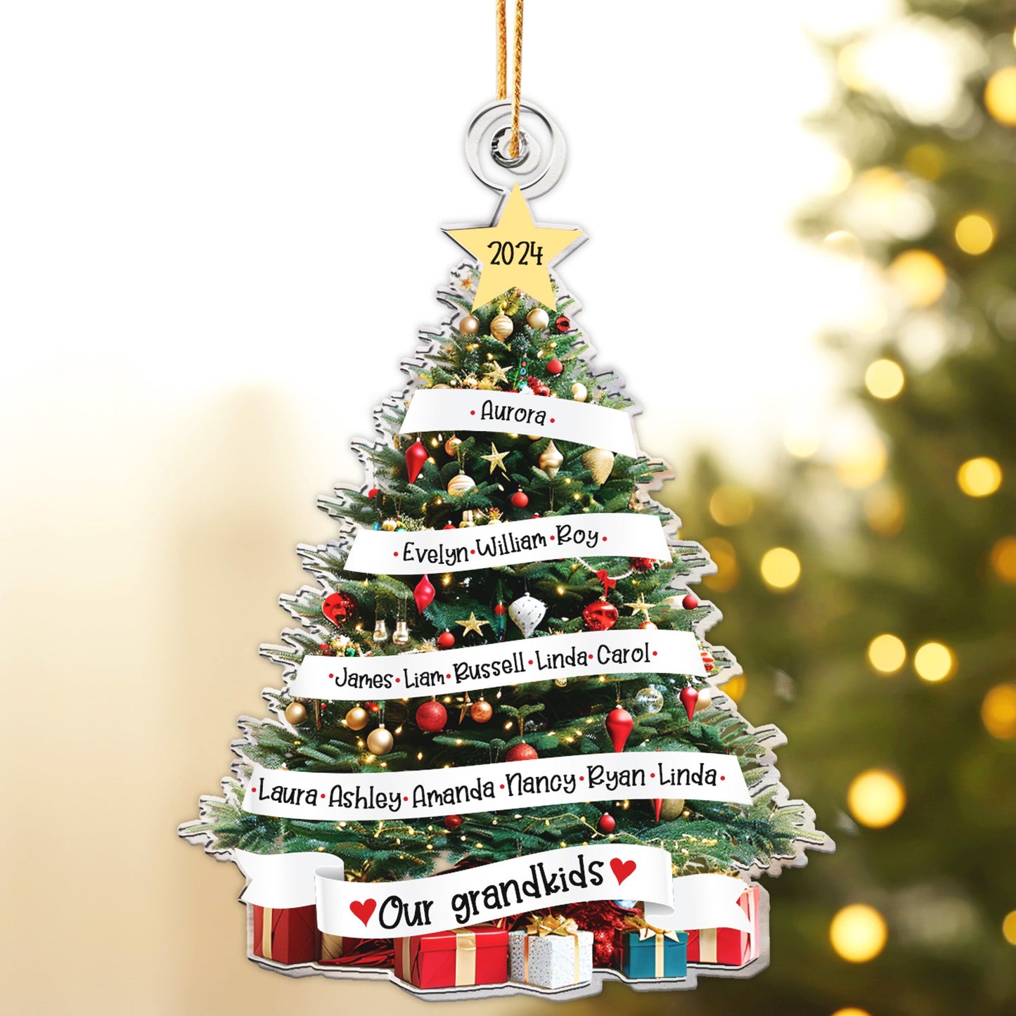 Personalized "Our Grandkids" Christmas Tree Acrylic Ornament | Grandparent Gift