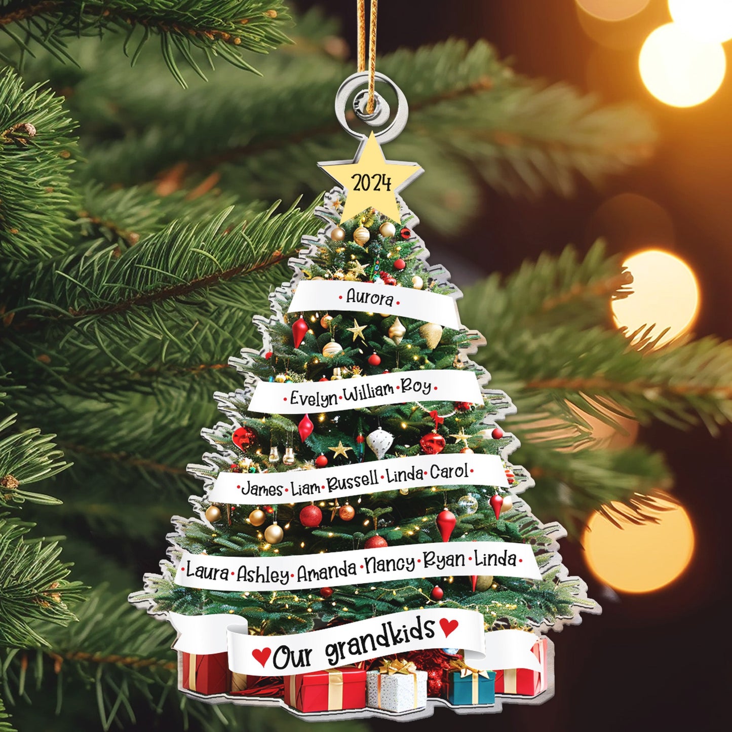 Personalized "Our Grandkids" Christmas Tree Acrylic Ornament | Grandparent Gift