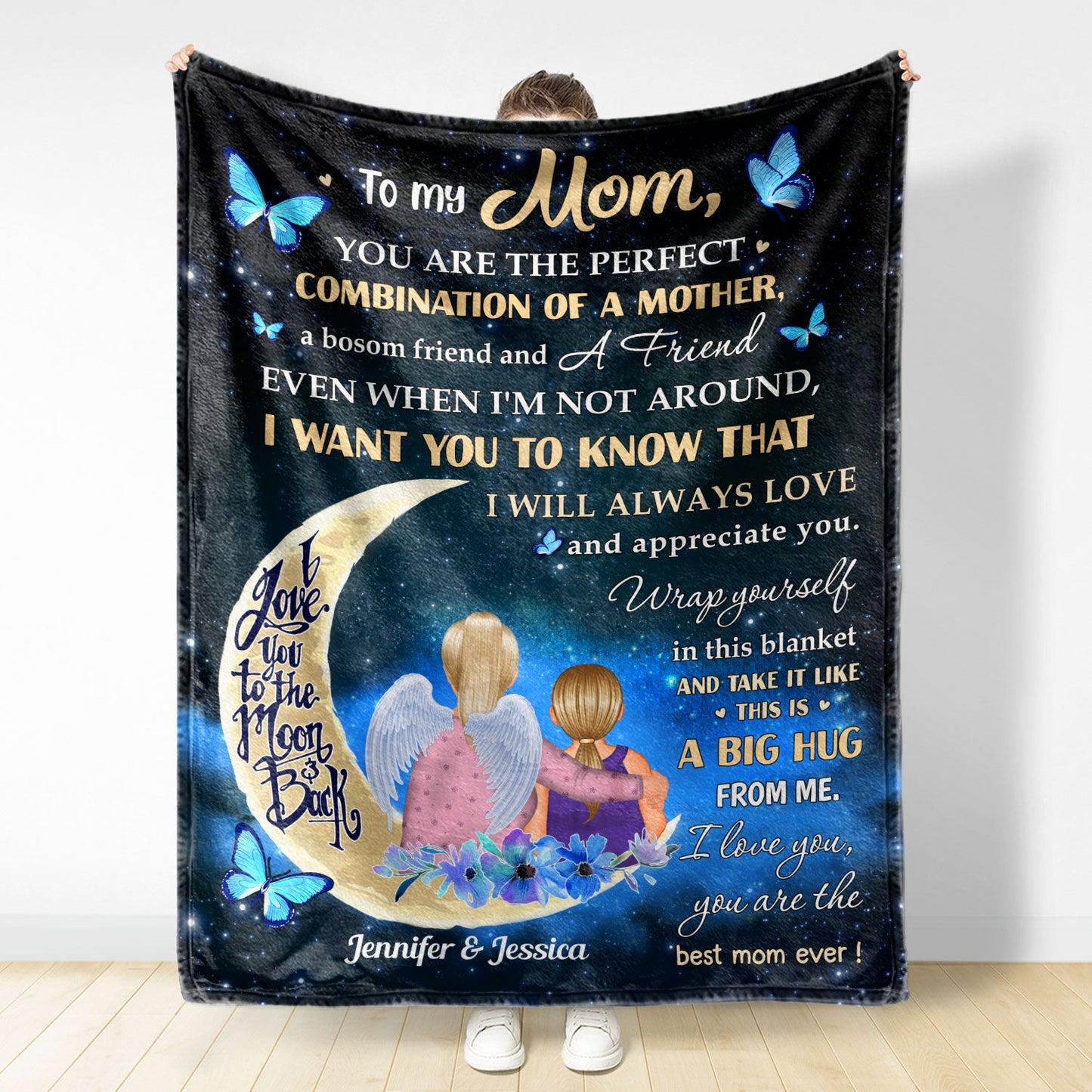 Personalized 'A Big Hug From Me' Blanket - Custom Mom Gift for Mother's Day