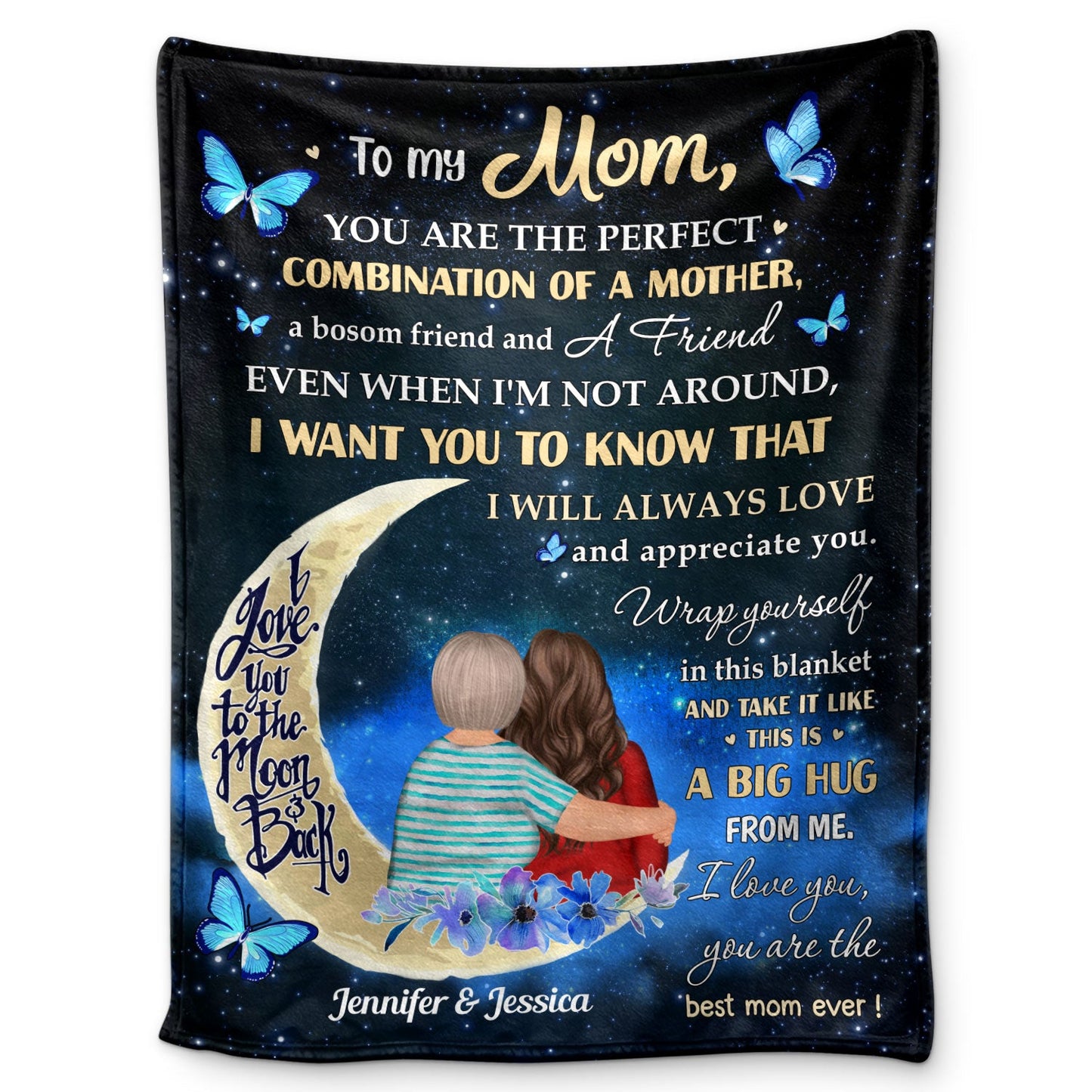 Personalized 'A Big Hug From Me' Blanket - Custom Mom Gift for Mother's Day