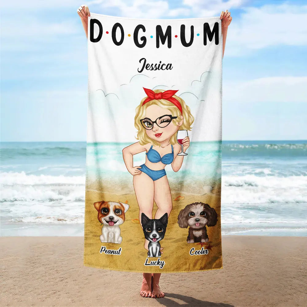 Personalized 'DOG MOM' Beach Towel - Custom Summer Gift for Dog Lovers
