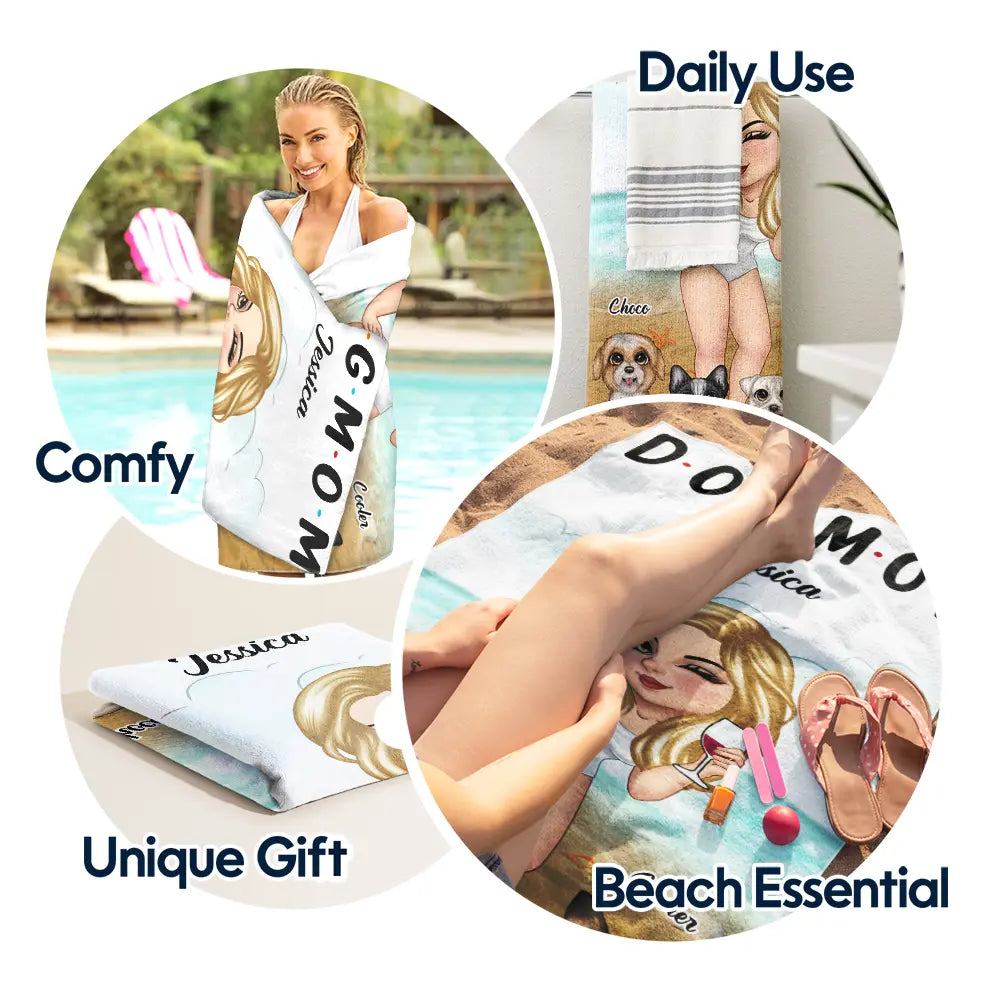 Personalized 'DOG MOM' Beach Towel - Custom Summer Gift for Dog Lovers