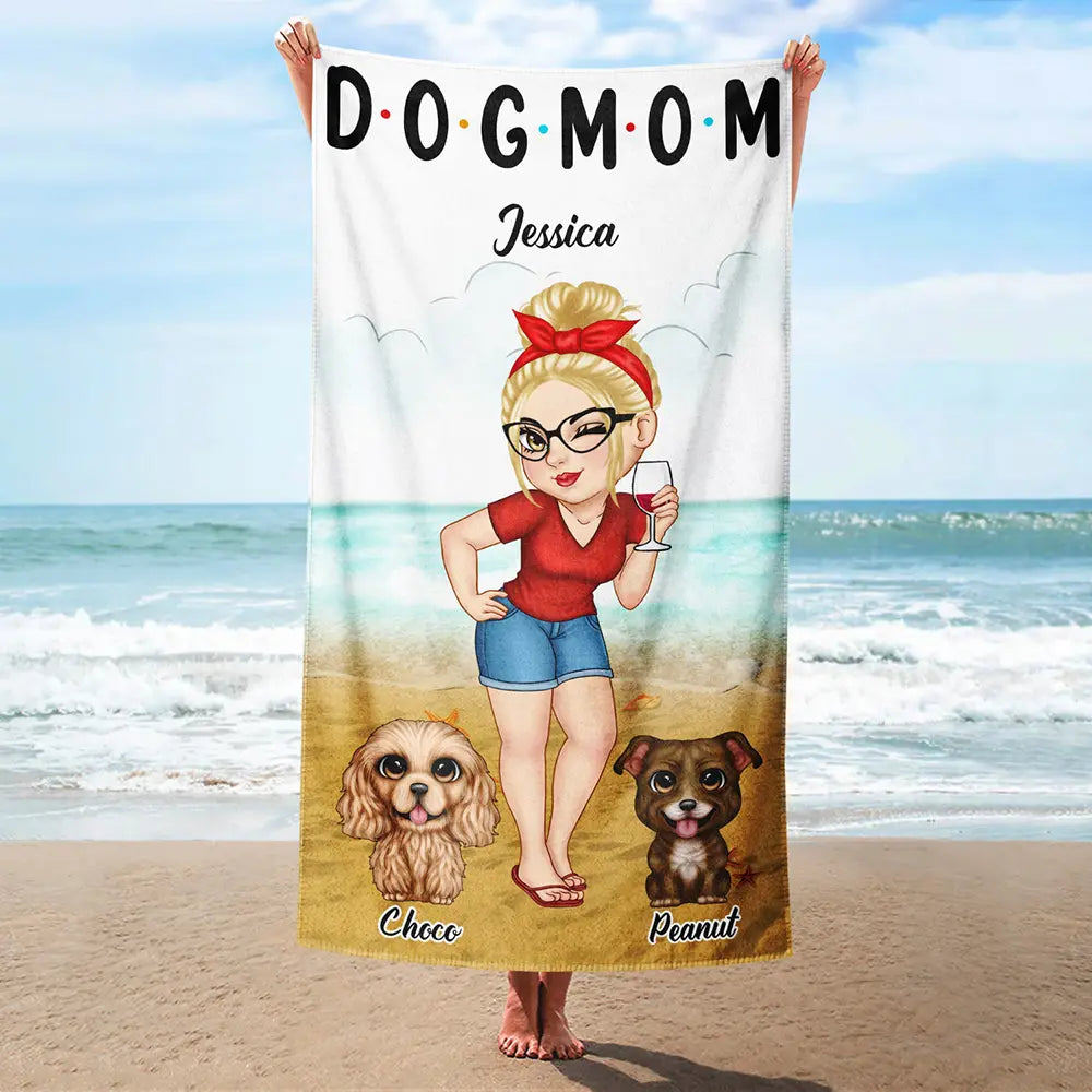 Personalized 'DOG MOM' Beach Towel - Custom Summer Gift for Dog Lovers