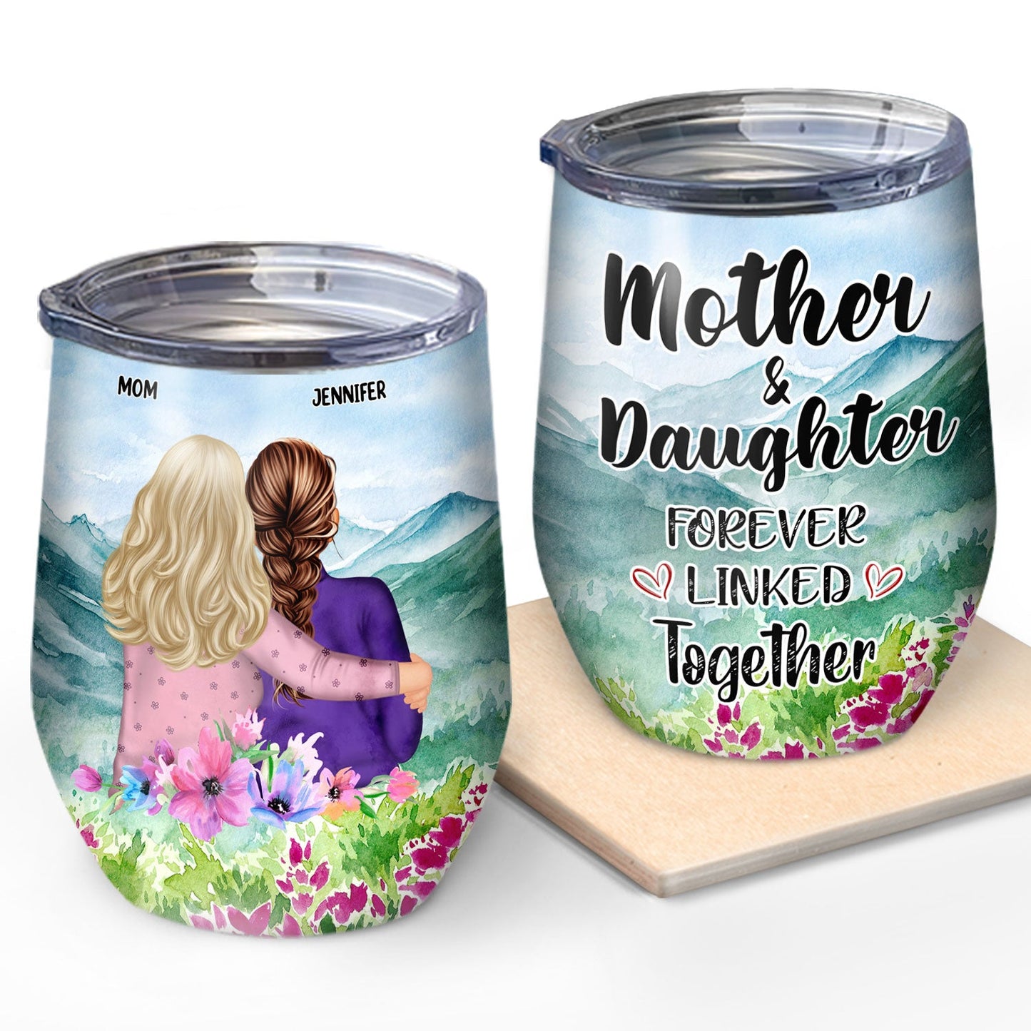 Heartfelt Personalized Mother Daughter Tumbler - "Forever Linked Together" Gift