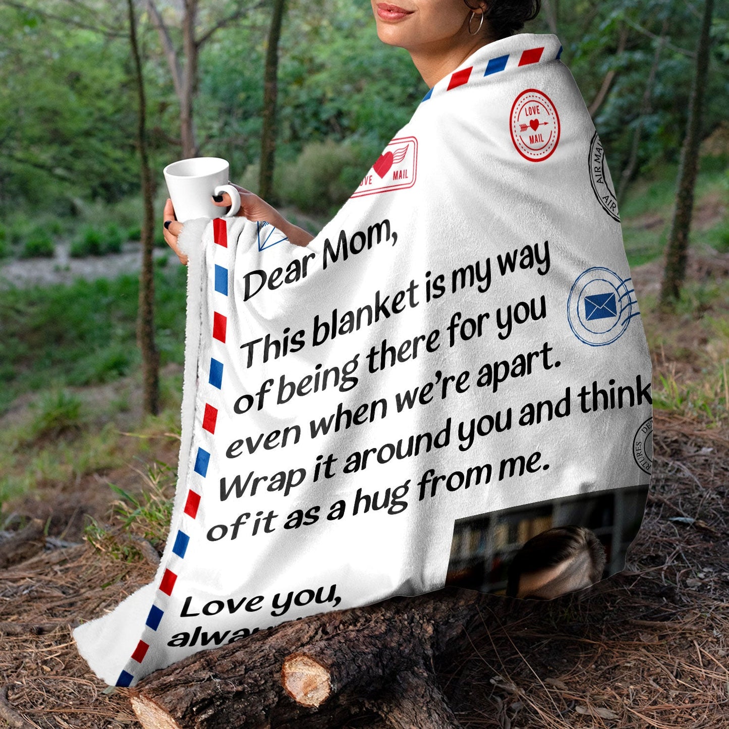 Personalized "A Hug From Me" Blanket for Grandma & Grandpa | Custom Photo Gift