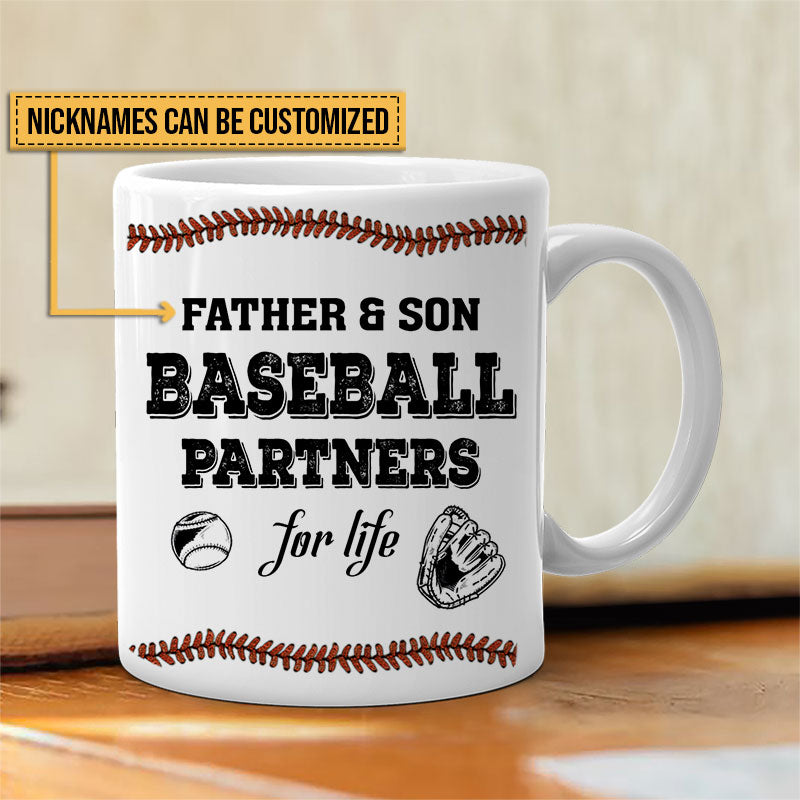 Custom Father Son Baseball Mug: "Partners For Life" Gift for Dad