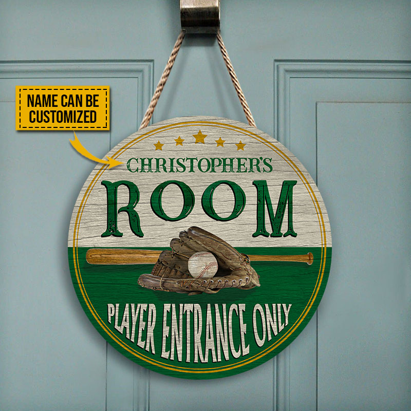 Personalized Custom Baseball Room Sign for Kids & Fans - Player Entrance