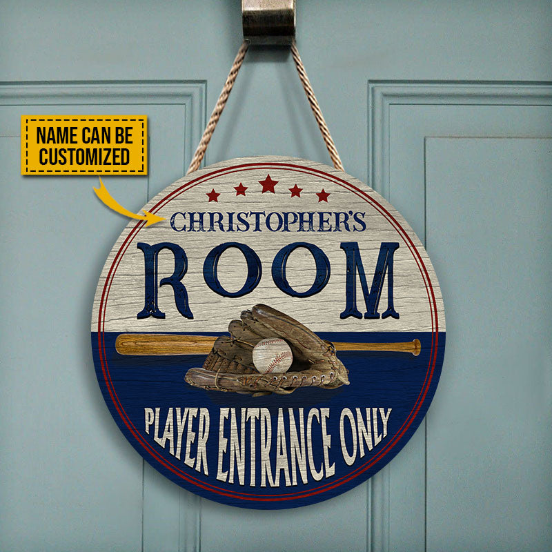 Personalized Custom Baseball Room Sign for Kids & Fans - Player Entrance