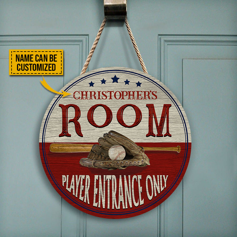 Personalized Custom Baseball Room Sign for Kids & Fans - Player Entrance