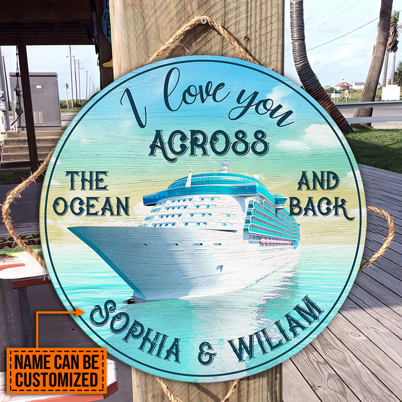 Personalized 'Across The Ocean And Back' Cruise Wood Sign for Couples