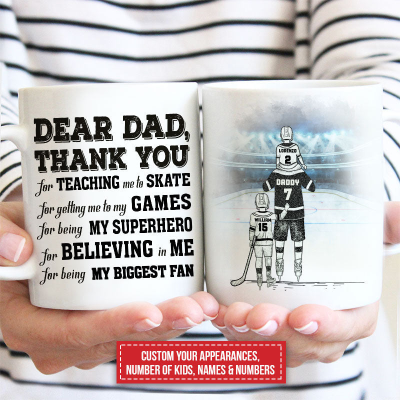 Personalized Hockey Dad Mug: "My Superhero" Thank You Gift for Father.