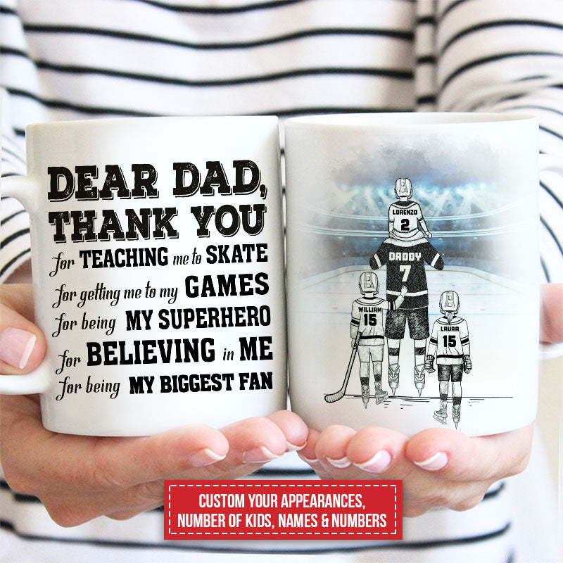 Personalized Hockey Dad Mug: "My Superhero" Thank You Gift for Father.