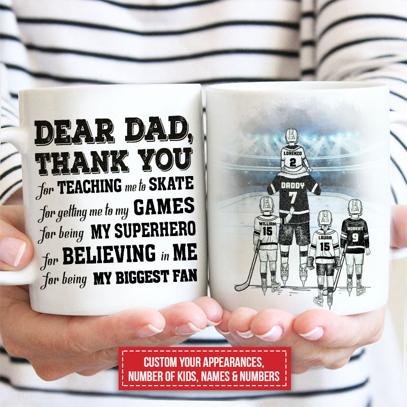 Personalized Hockey Dad Mug: "My Superhero" Thank You Gift for Father.