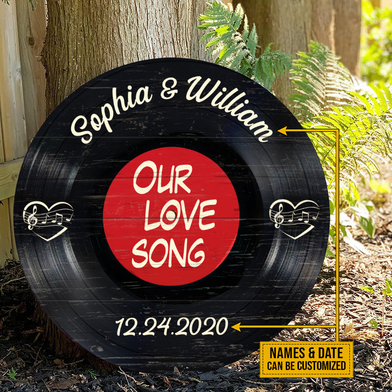 Heartfelt Personalized 'Our Love Song' Vinyl Record Wood Sign