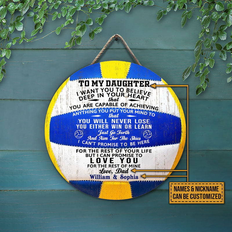 Custom Volleyball Daughter Wood Sign: 'Win or Learn' Inspiring Gift