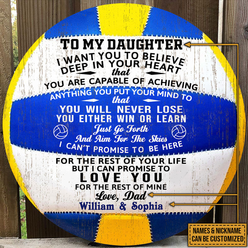 Custom Volleyball Daughter Wood Sign: 'Win or Learn' Inspiring Gift