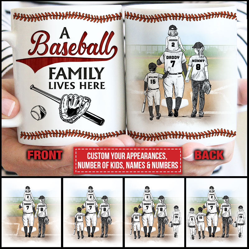 Personalized 'A Baseball Family Lives Here' Mug - Custom Family Gift
