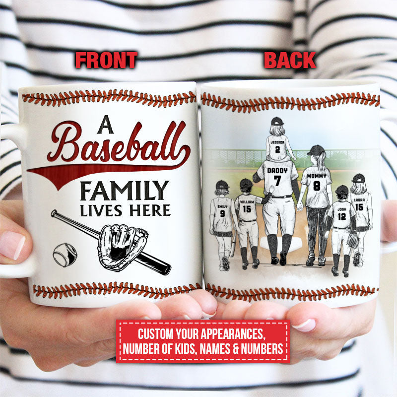 Personalized 'A Baseball Family Lives Here' Mug - Custom Family Gift