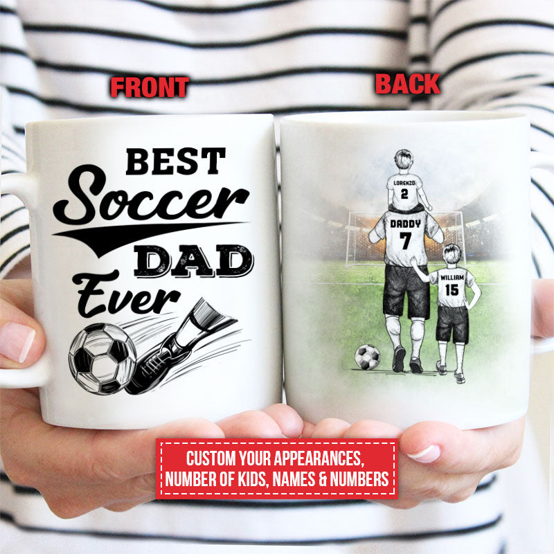 Personalized 'BEST SOCCER DAD EVER' Mug - Custom Dad & Kids Soccer Gift