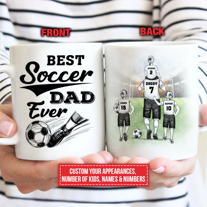 Personalized 'BEST SOCCER DAD EVER' Mug - Custom Dad & Kids Soccer Gift