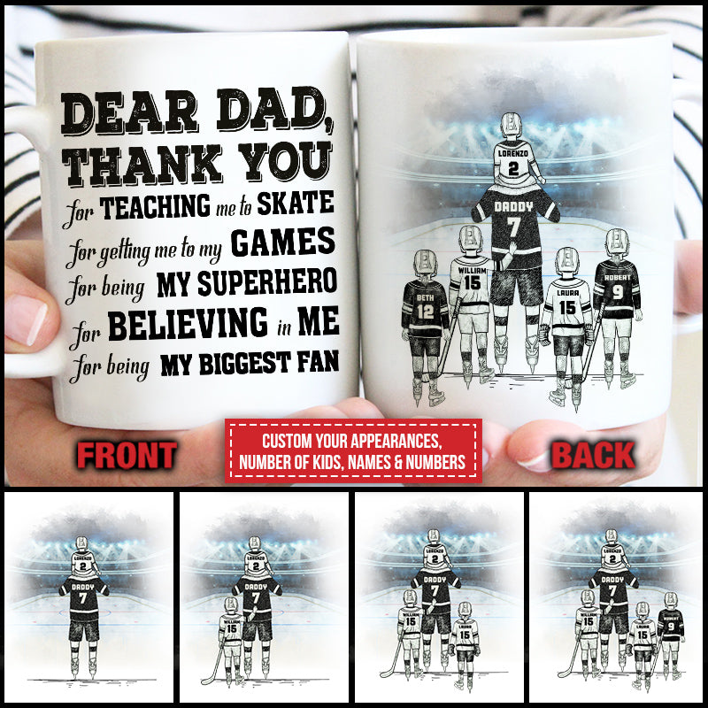 Personalized Hockey Dad Mug: "My Superhero" Thank You Gift for Father.