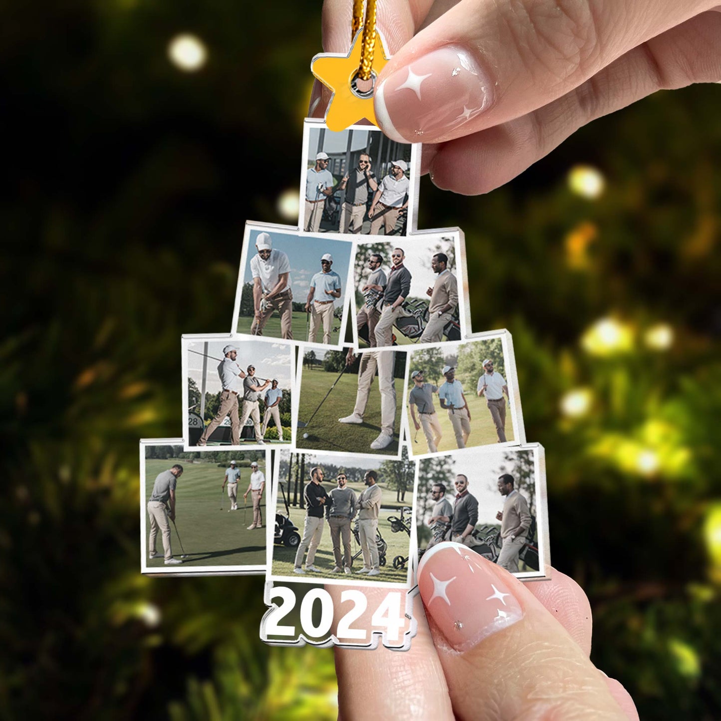 Personalized Golf Photo Christmas Tree Ornament - Custom 2024 Keepsake