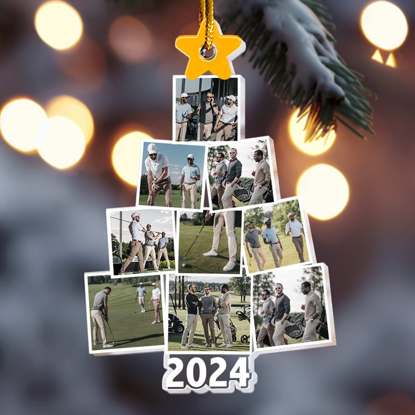 Personalized Golf Photo Christmas Tree Ornament - Custom 2024 Keepsake