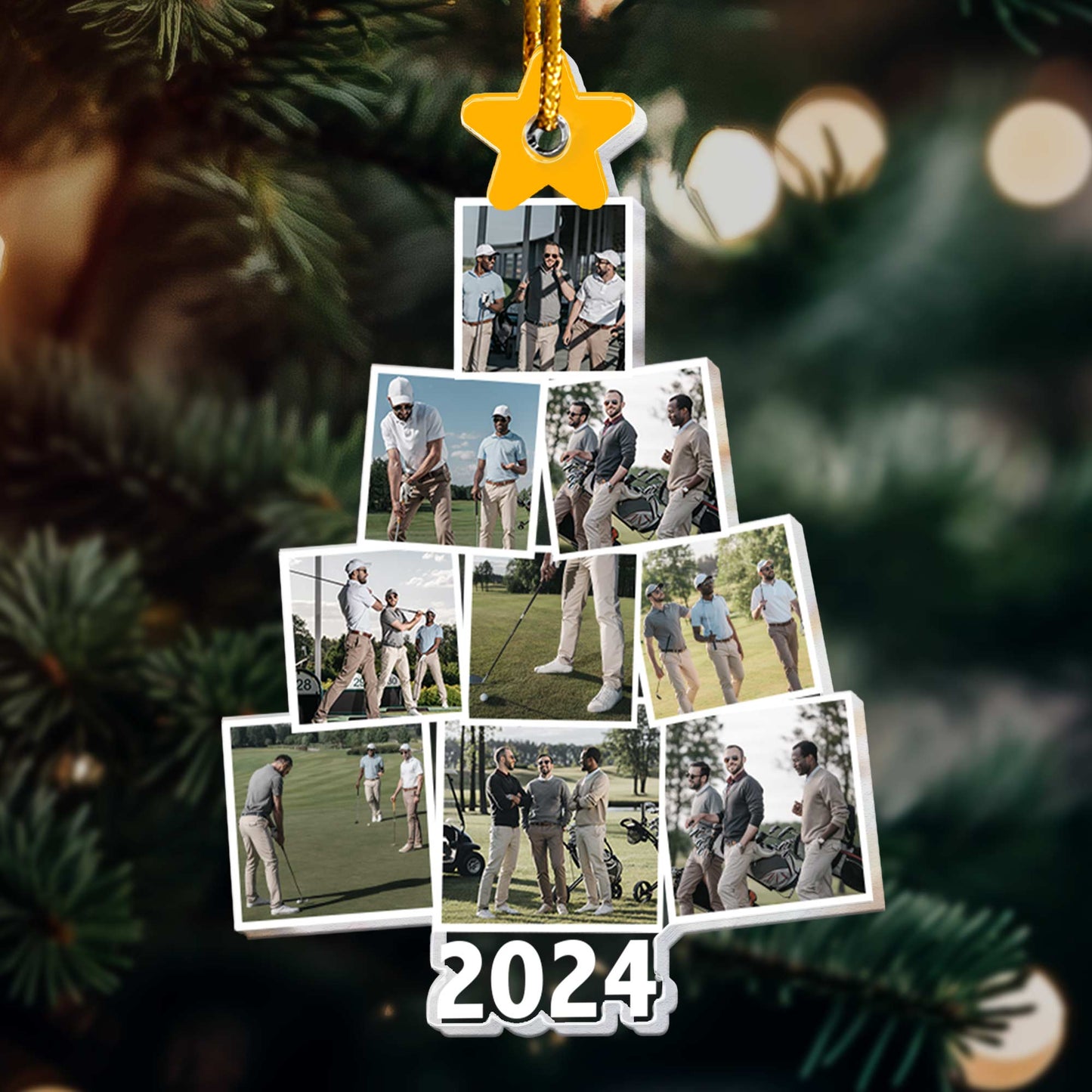Personalized Golf Photo Christmas Tree Ornament - Custom 2024 Keepsake