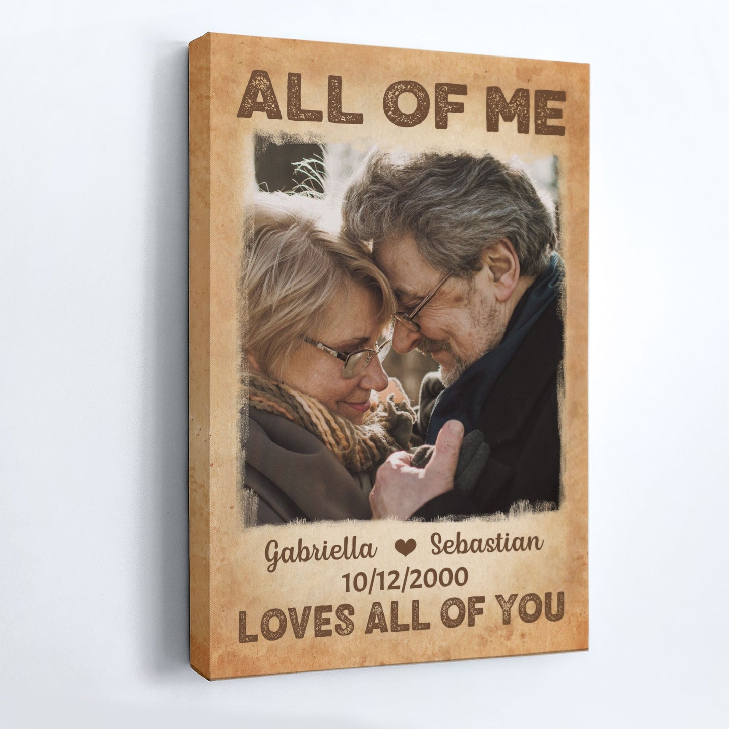 Custom 'All Of Me Loves All Of You' Photo Canvas for Couple Anniversary