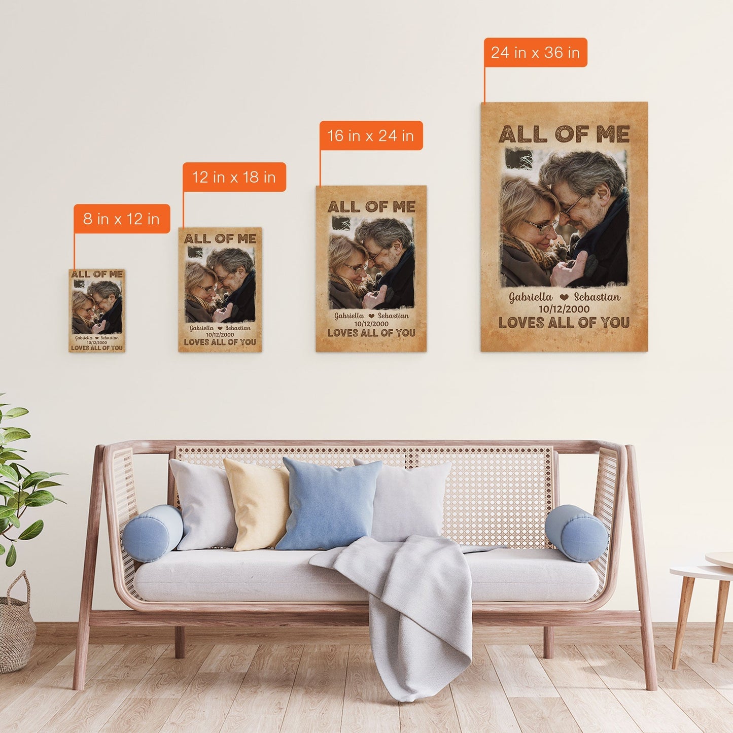 Custom 'All Of Me Loves All Of You' Photo Canvas for Couple Anniversary