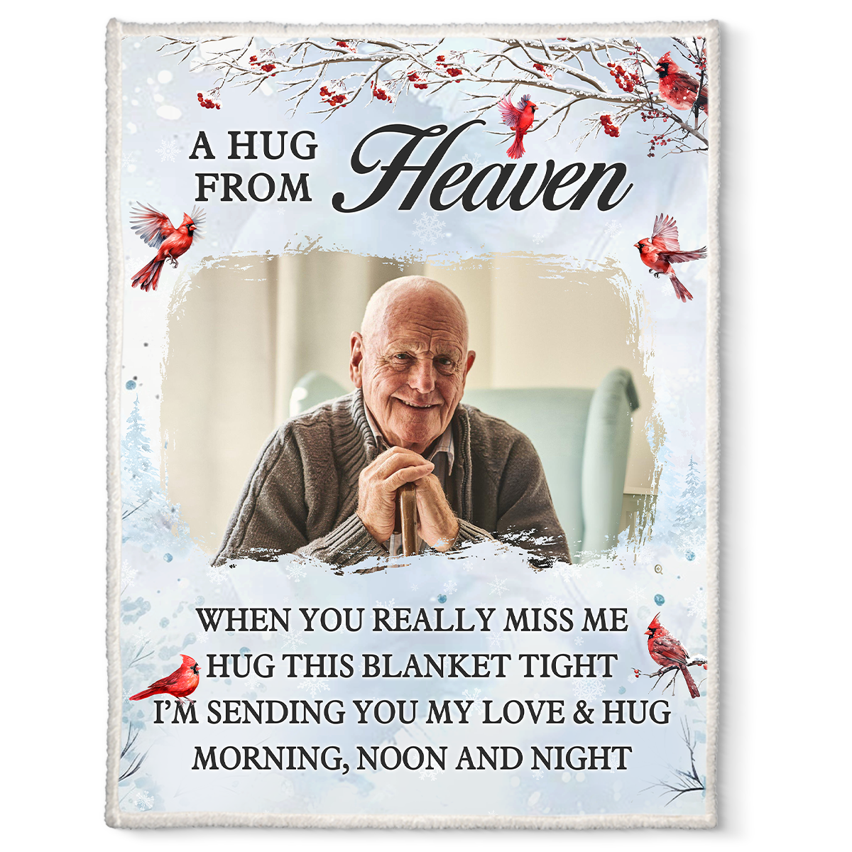 Personalized Photo Blanket: 'A Hug From Heaven' Memorial For Loved One Gift for Loved Ones