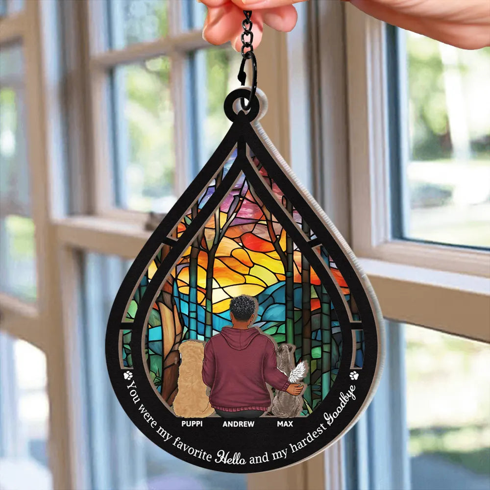 Custom Pet Memorial For Loved One Suncatcher Ornament: "Once By My Side, Forever In My Heart"