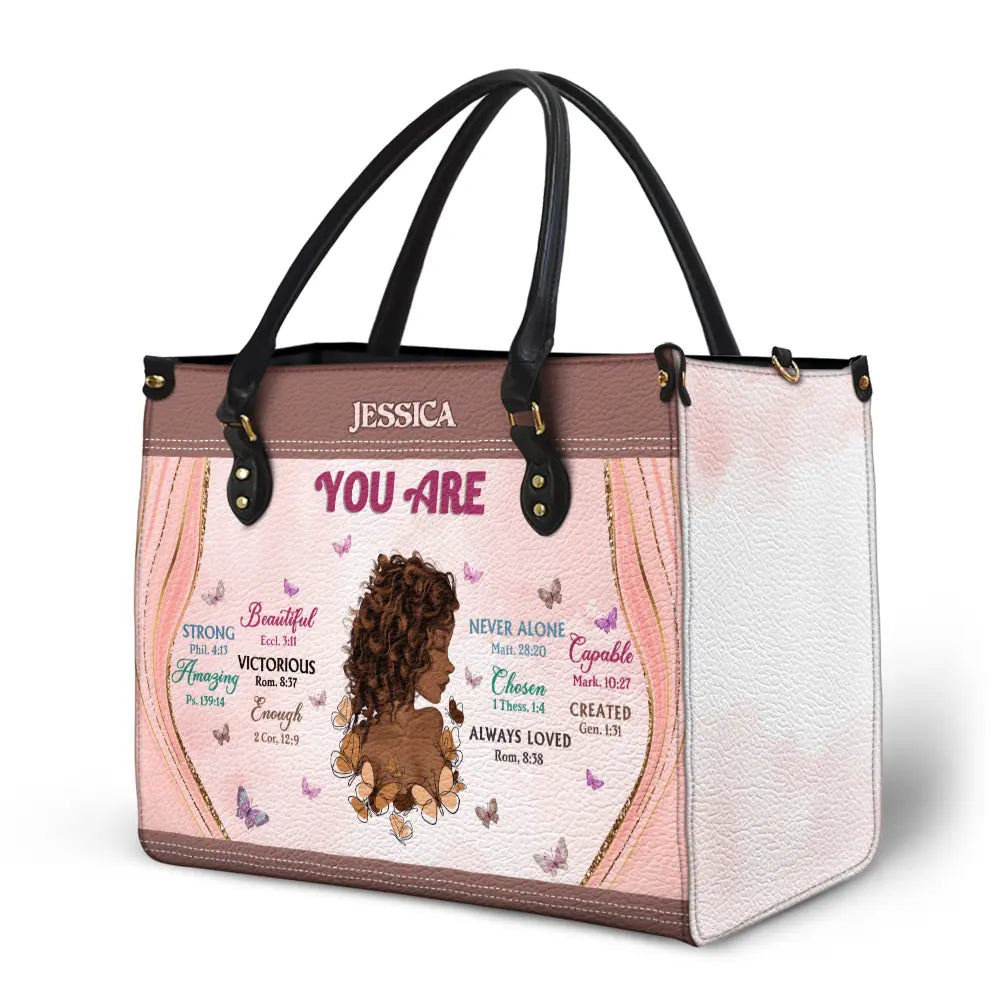 Personalized "God Says You Are" Motivational Leather Bag for Her