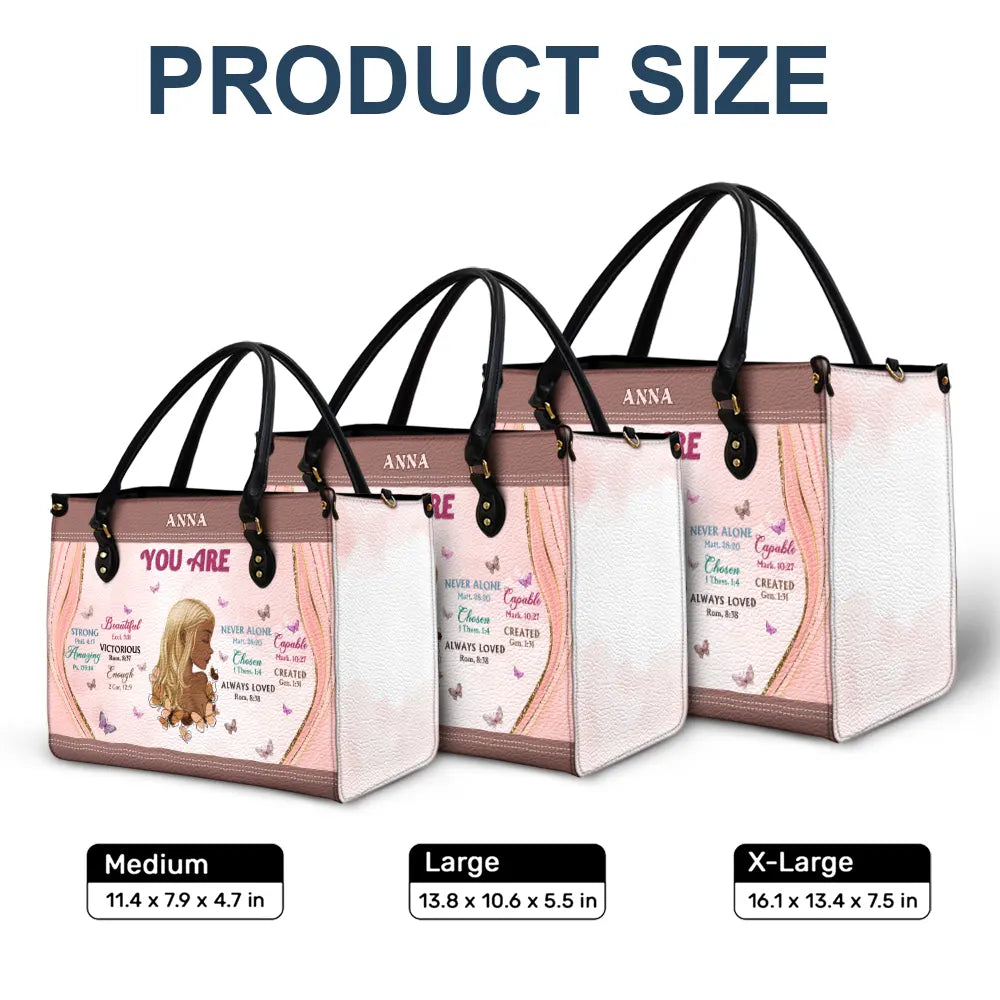 Personalized "God Says You Are" Motivational Leather Bag for Her
