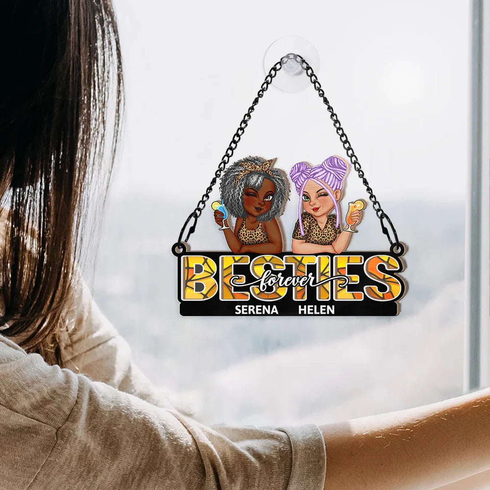 Personalized 'BESTIES forever' Suncatcher Ornament for Best Friends