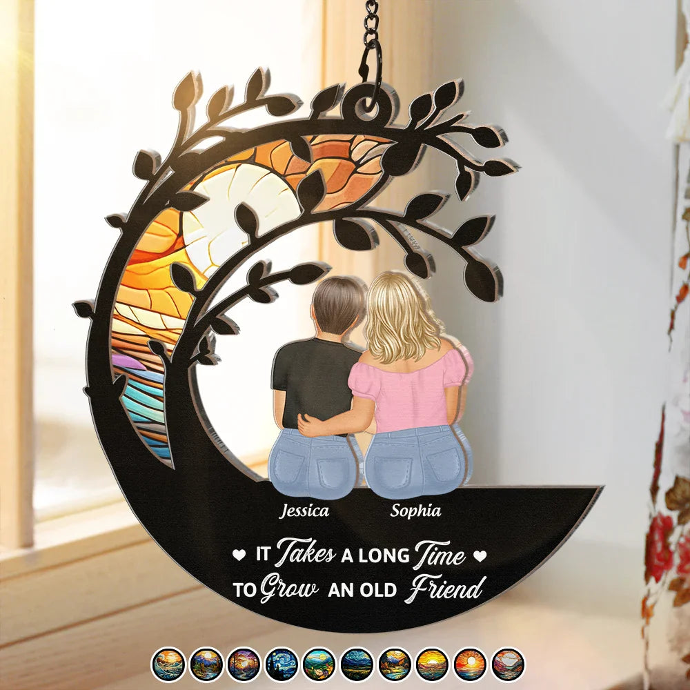 Heartfelt Personalized 'Old Friend' Suncatcher Window Hanging Ornament