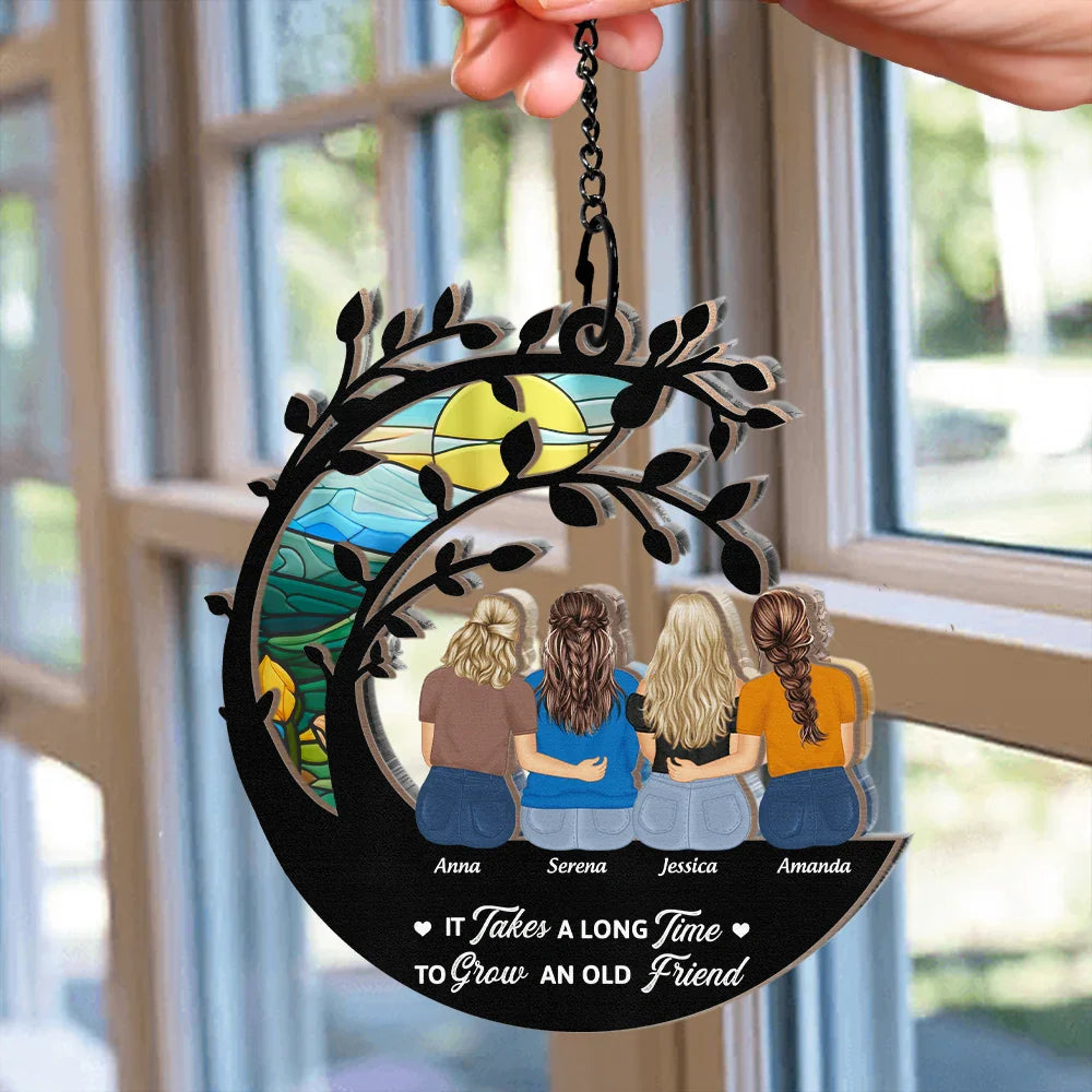Heartfelt Personalized 'Old Friend' Suncatcher Window Hanging Ornament