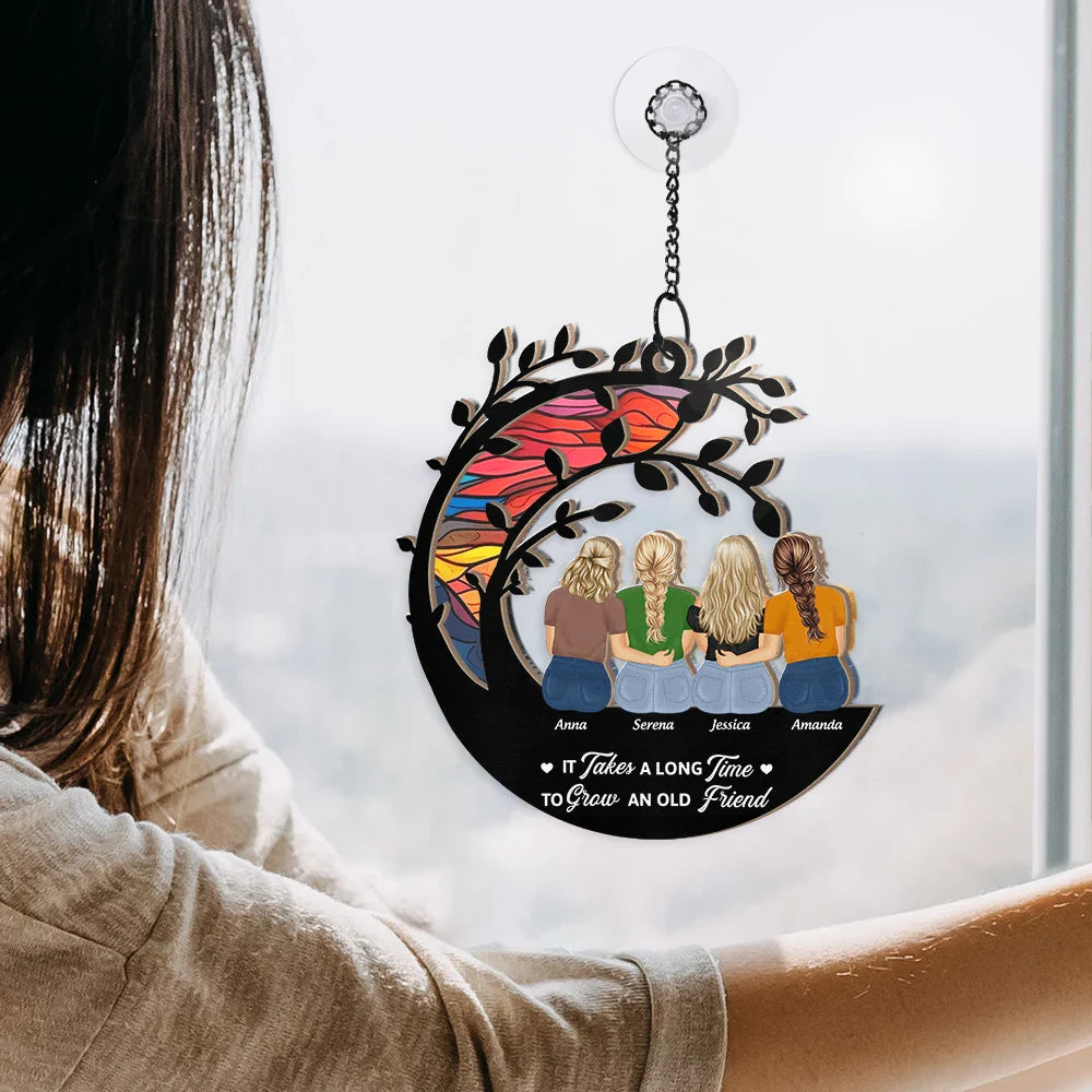 Heartfelt Personalized 'Old Friend' Suncatcher Window Hanging Ornament