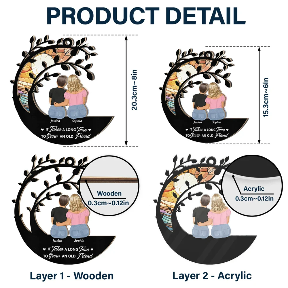 Heartfelt Personalized 'Old Friend' Suncatcher Window Hanging Ornament