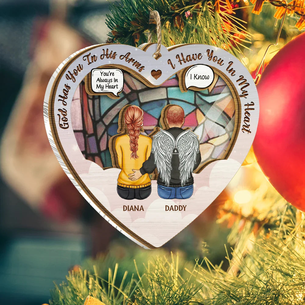 Personalized Memorial For Loved One Suncatcher: 'God Has You In His Arms, I Have You In My Heart'
