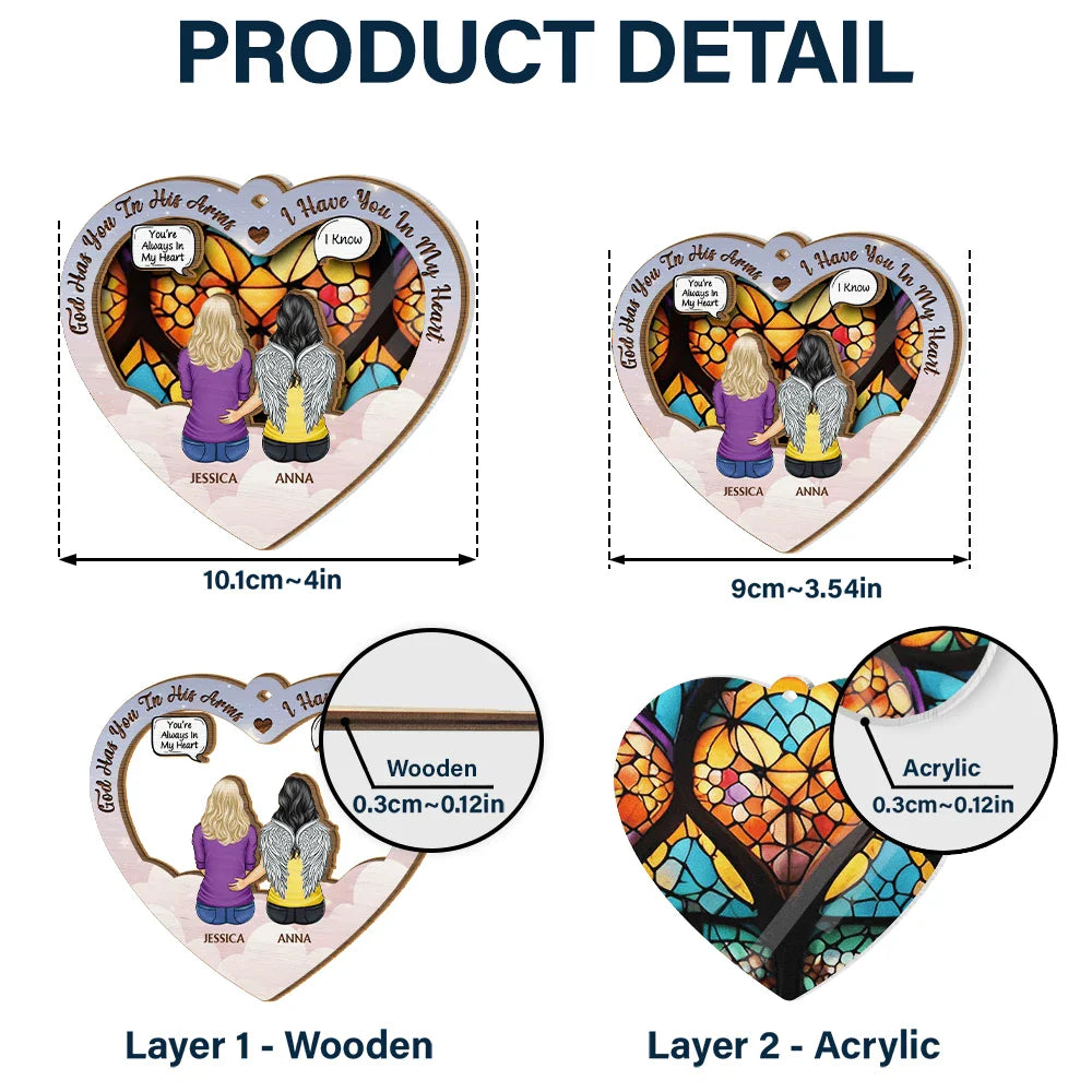 Personalized Memorial For Loved One Suncatcher: 'God Has You In His Arms, I Have You In My Heart'