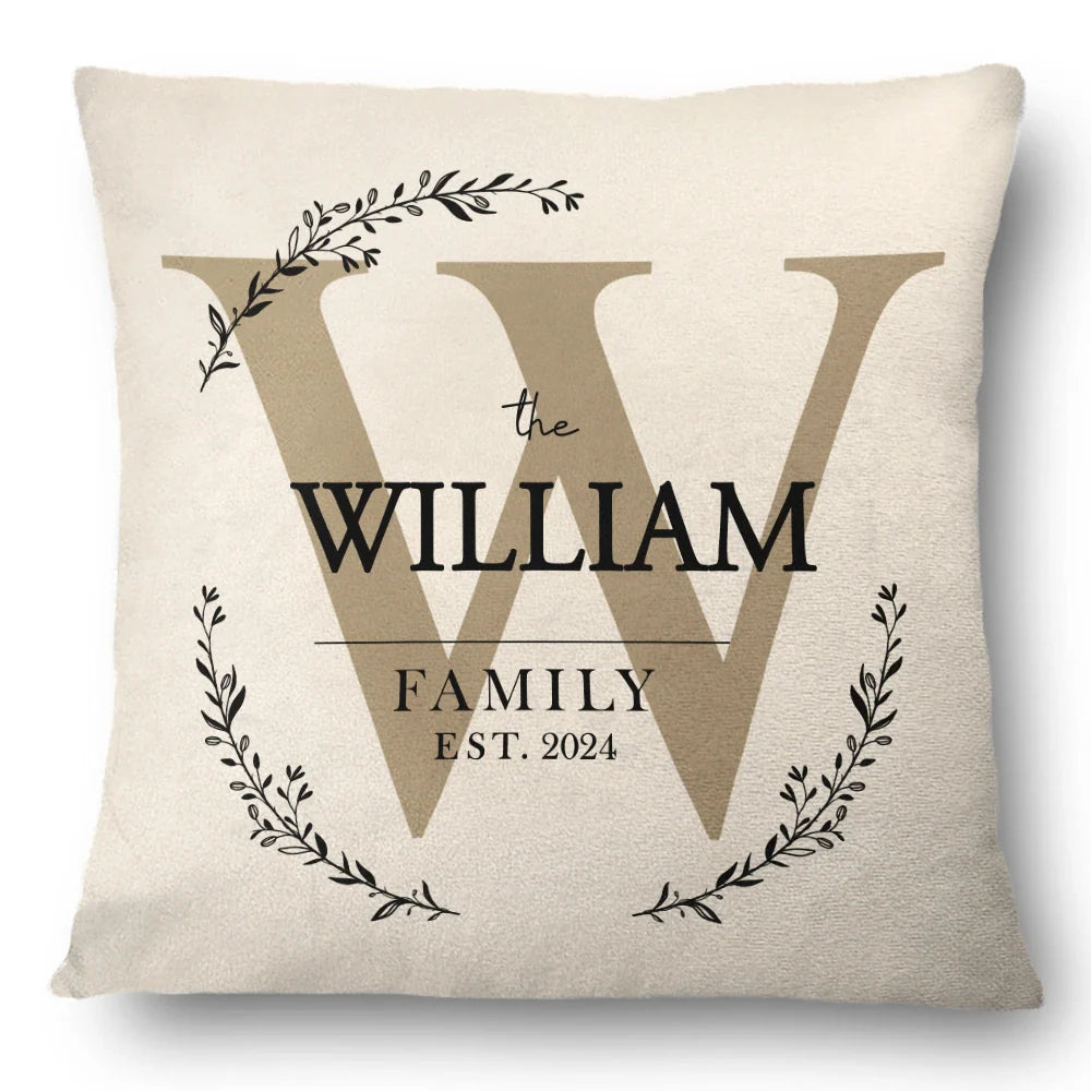 Family - Monogram Family Name - Personalized Pillow