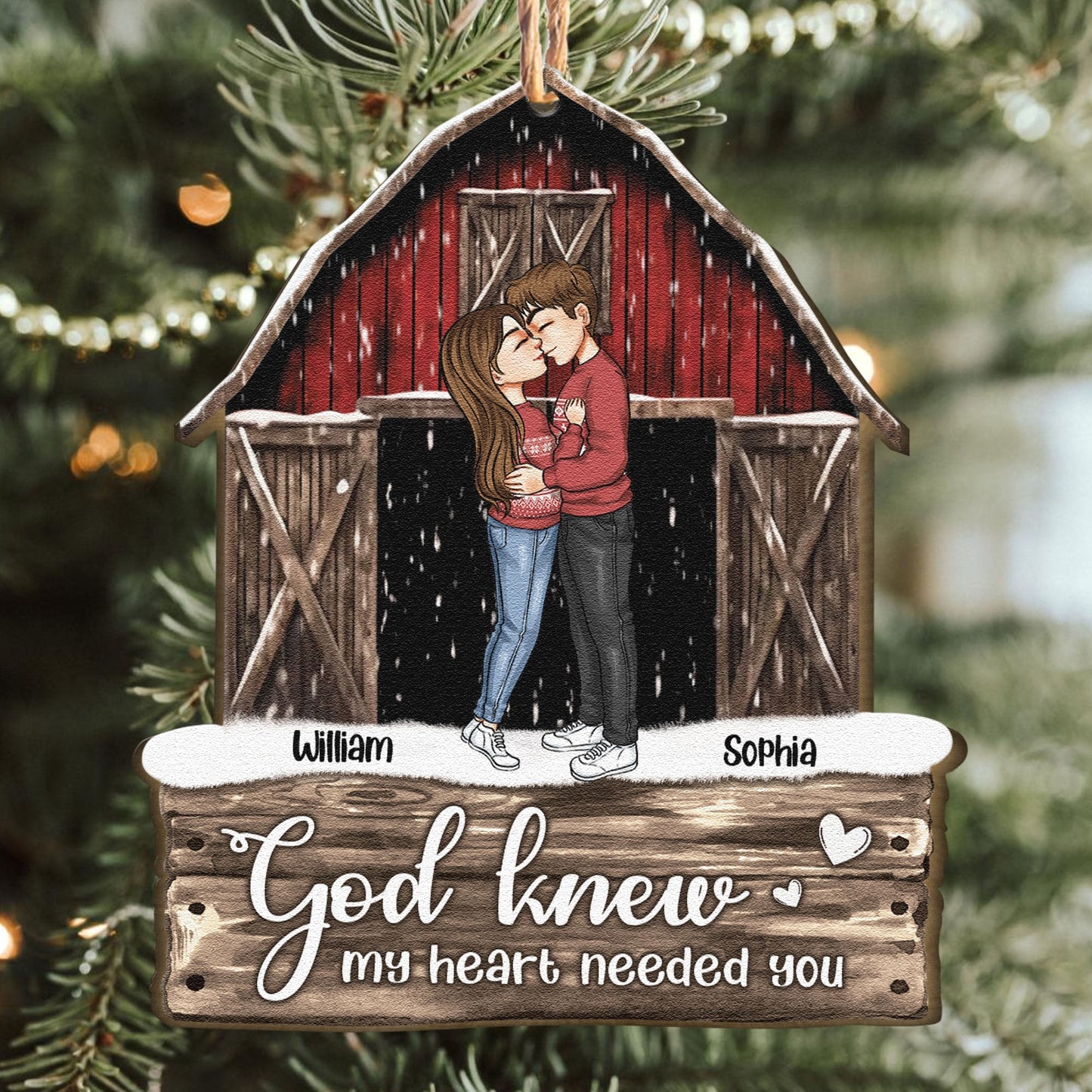 Heartfelt Personalized Couples Christmas Ornament - God Knew My Heart Needed You