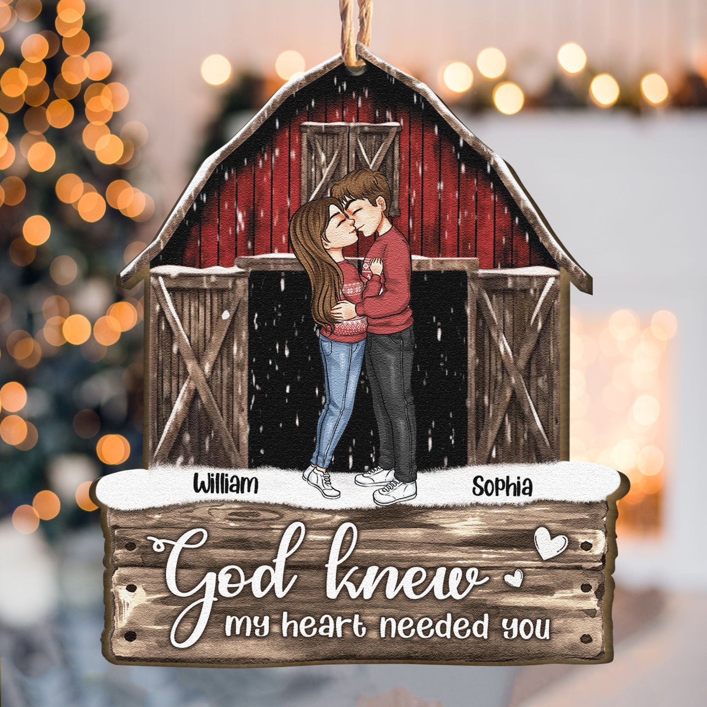 Heartfelt Personalized Couples Christmas Ornament - God Knew My Heart Needed You