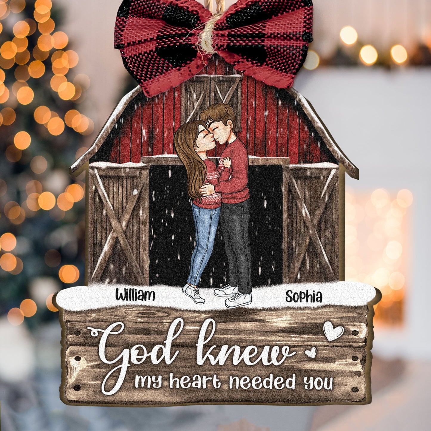 Heartfelt Personalized Couples Christmas Ornament - God Knew My Heart Needed You