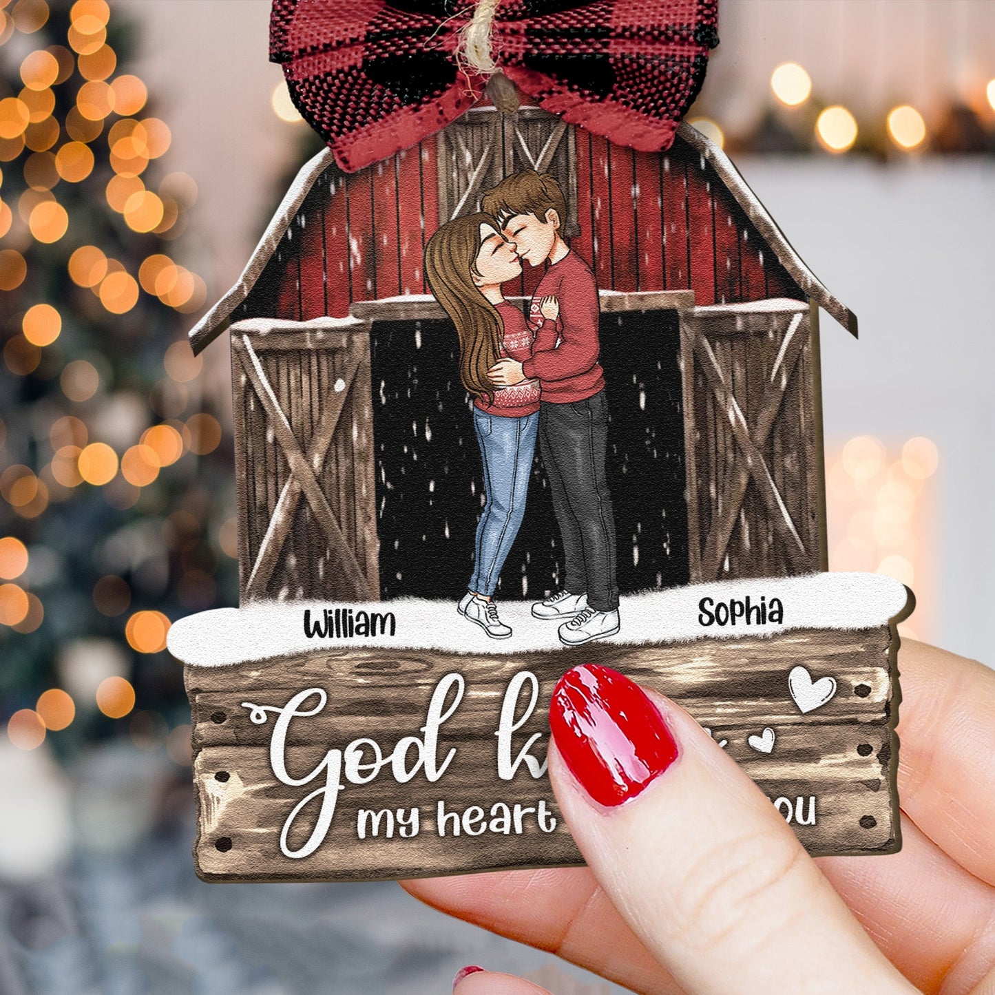 Heartfelt Personalized Couples Christmas Ornament - God Knew My Heart Needed You
