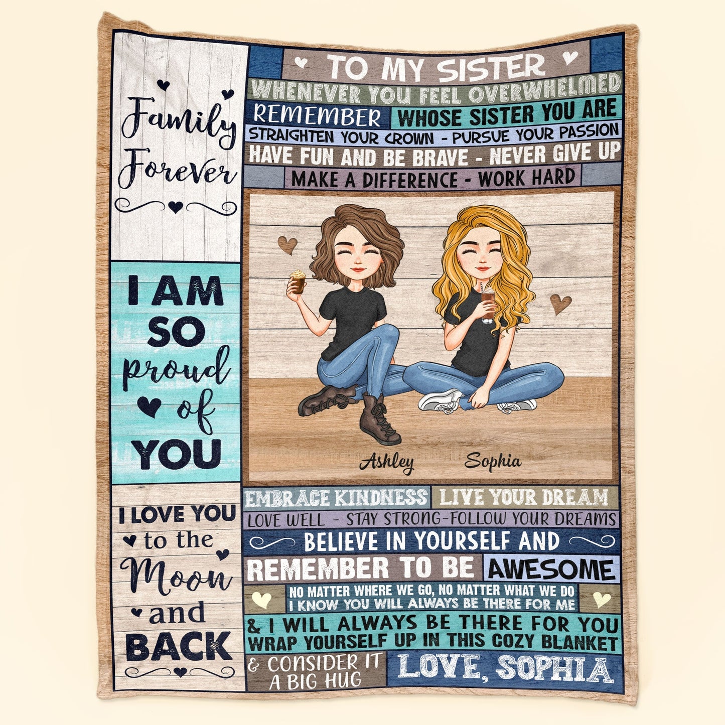 Custom Sister Blanket: "Remember Whose Sister You Are" - Heartfelt Gift for Her