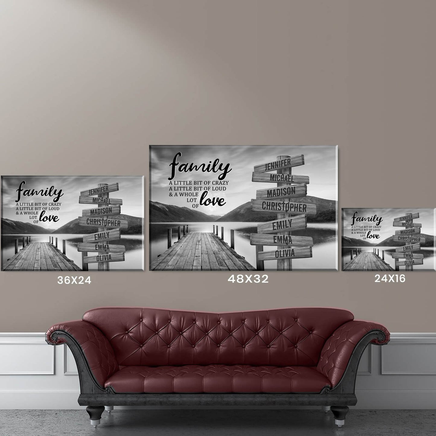 Family: A Little Bit Crazy, A Little Bit Loud & A Whole Lot of Love - Personalized Canvas Art