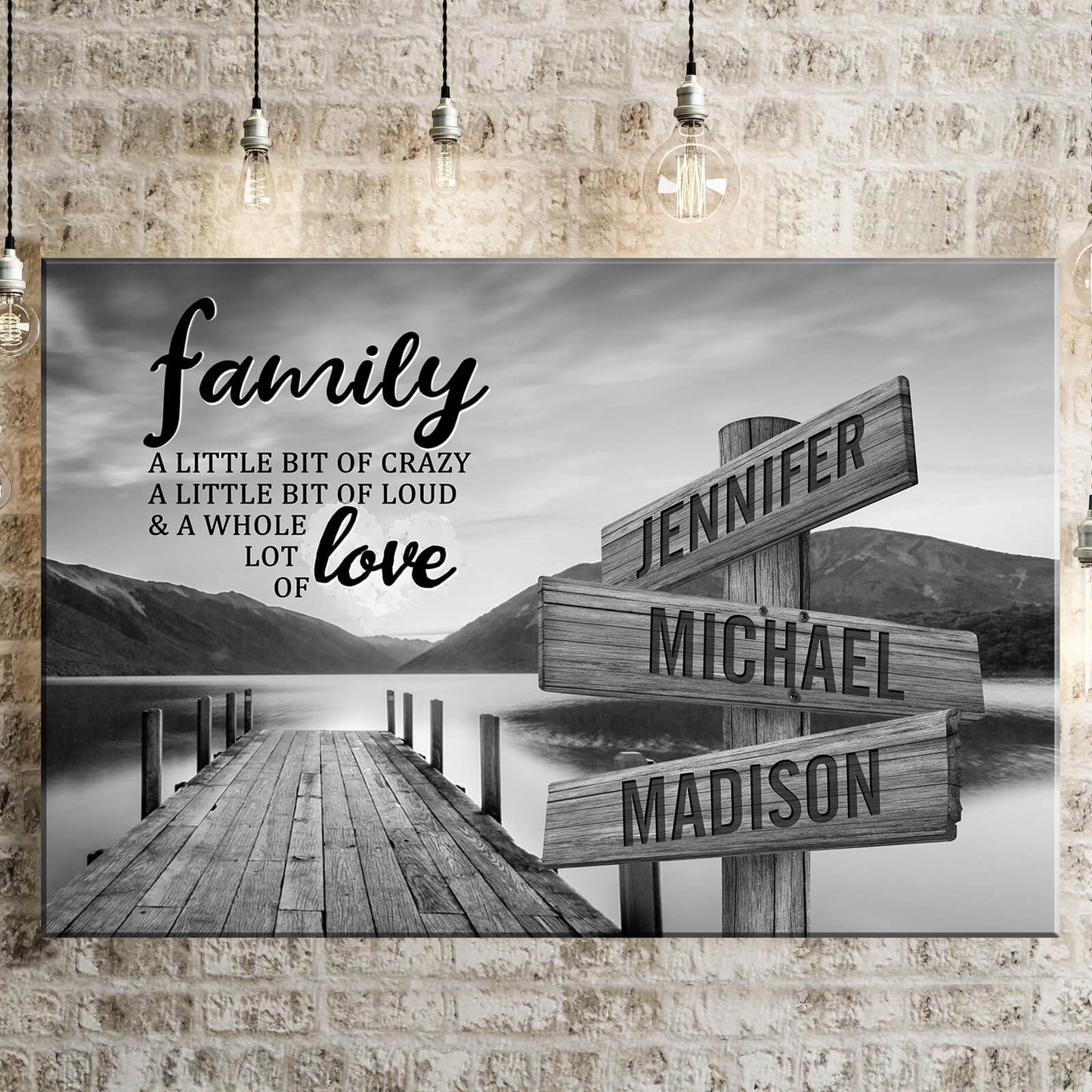 Family: A Little Bit Crazy, A Little Bit Loud & A Whole Lot of Love - Personalized Canvas Art