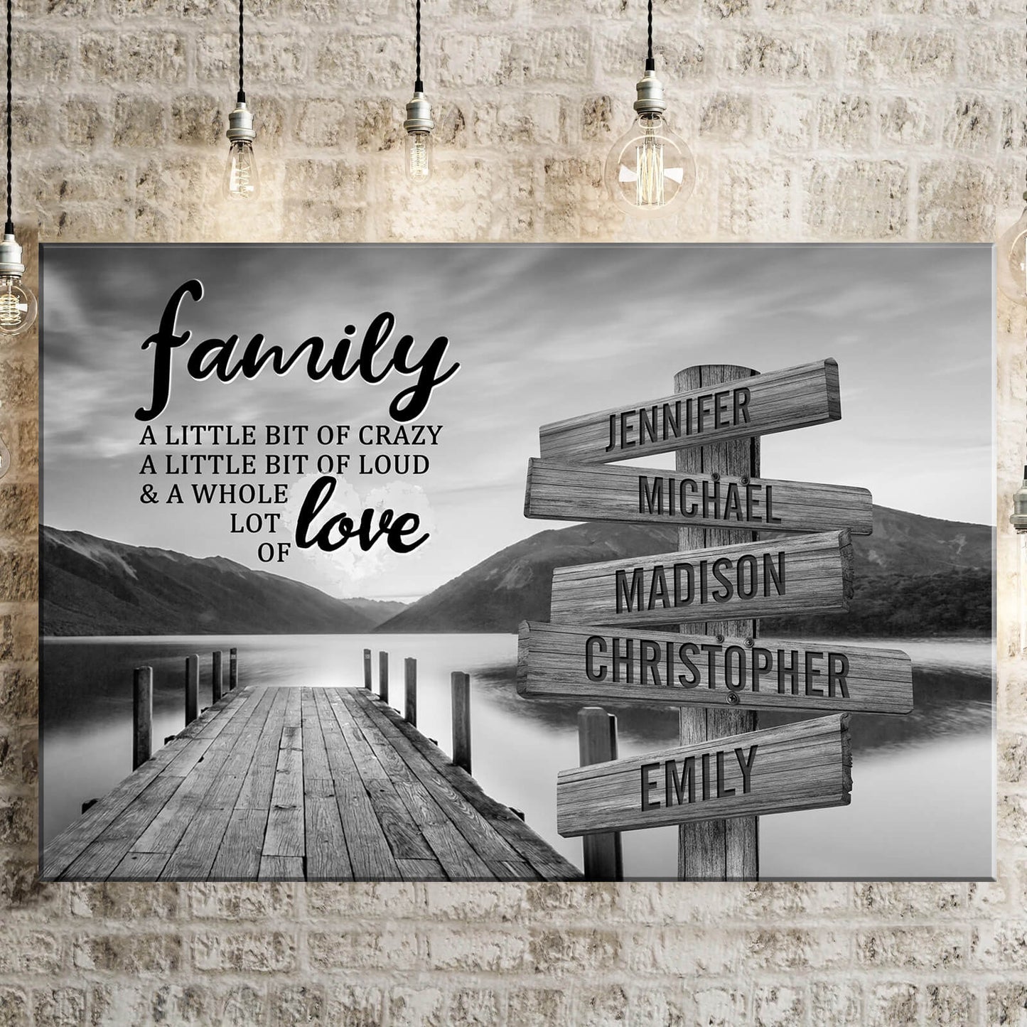 Family: A Little Bit Crazy, A Little Bit Loud & A Whole Lot of Love - Personalized Canvas Art